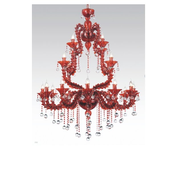 【TSL】＜3台から注文可＞ベネチアンカラーシャンデリア 20灯 レッド(D1140×H1480mm)