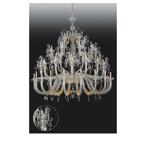 【TSL】＜3台から注文可＞ベネチアンシャンデリア 50灯 ゴールド＆オレンジ(W2370×H2490mm)