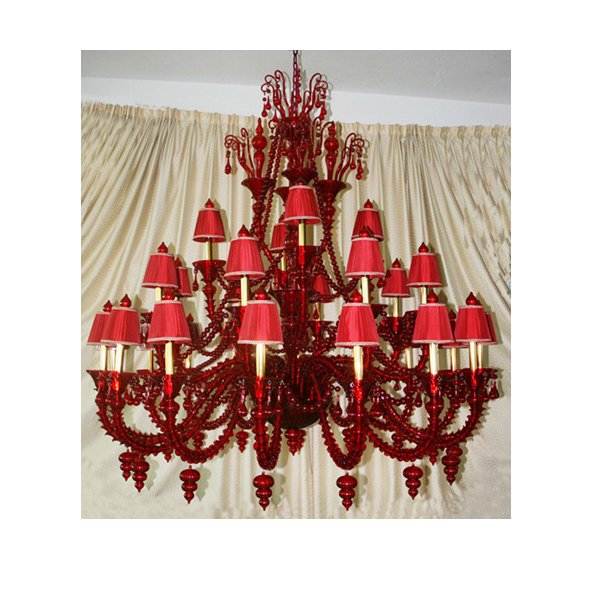 【TSL】＜3台から注文可＞ベネチアンシェードシャンデリア 28灯 レッド(D1500×H1400mm)