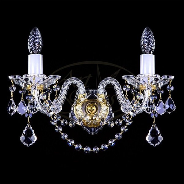 【ART GLASS】クリスタルブラケット「MADISON」2灯(W340×H250mm)