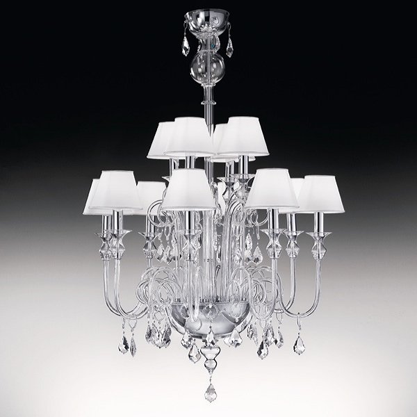 【DeMajo】 イタリア製 デザイン・シェードシャンデリア 12灯 （W850×H1200mm）