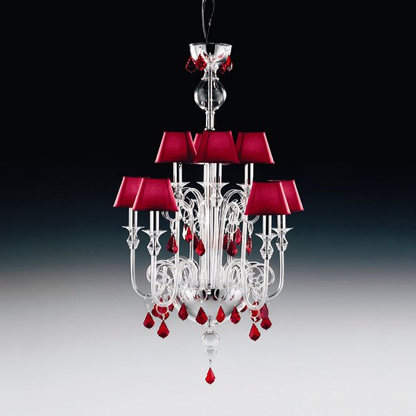 【DeMajo】 イタリア製 デザイン・シェードシャンデリア 8灯 （W720×H1200mm）