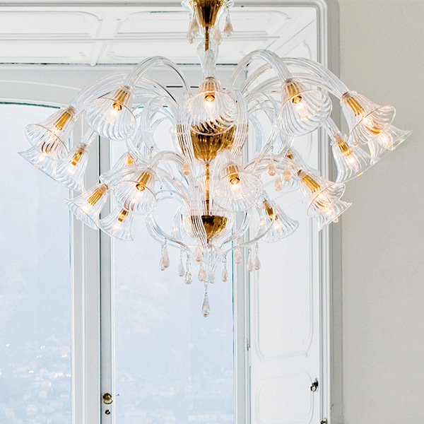 【DeMajo】 イタリア製 デザイン・ヴェネチアンシャンデリア　20灯 （W1400×H1050mm）