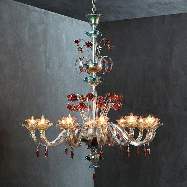 【DeMajo】 イタリア製 デザイン・ヴェネチアンシャンデリア　12灯 （W1300×H1600mm）