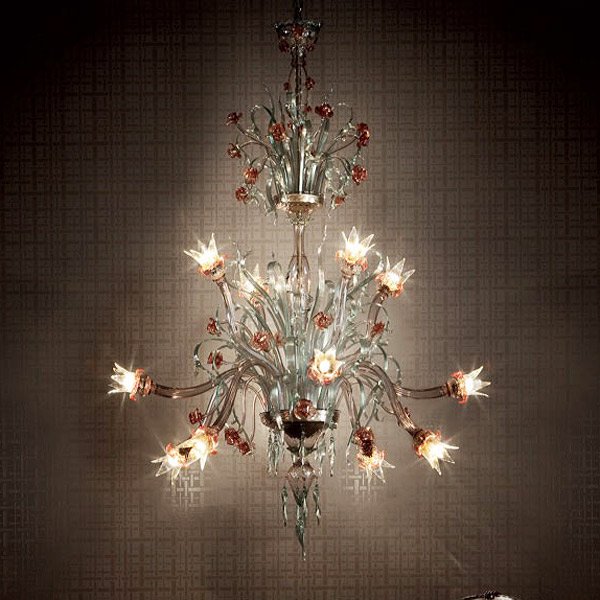 【DeMajo】 イタリア製 デザイン・ヴェネチアンシャンデリア　12灯 （W1500×H2000mm）