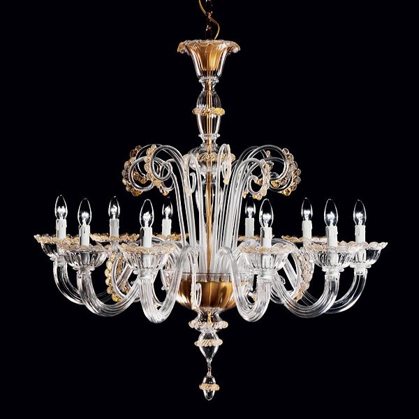 【DeMajo】 イタリア製 デザイン・ヴェネチアンシャンデリア　10灯： （W1000×H960mm）