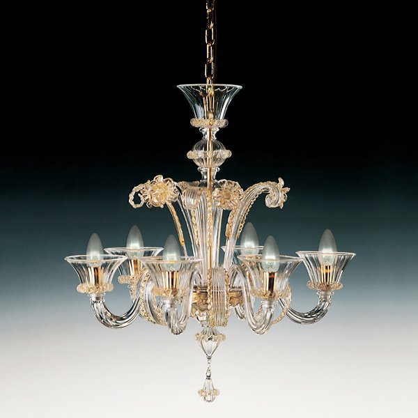 【DeMajo】 イタリア製 デザイン・ヴェネチアンシャンデリア　6灯 （W700×H700mm）