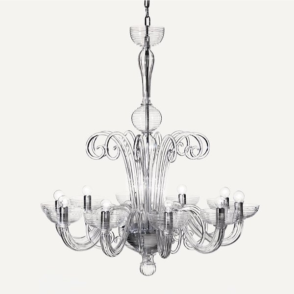 【DeMajo】 イタリア製 デザイン・ヴェネチアンシャンデリア　10灯： （W900×H950mm）