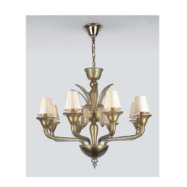 【TSL】＜3台から注文可＞ベネチアンシェードシャンデリア 8灯 アンティークゴールド(D975×H810mm)