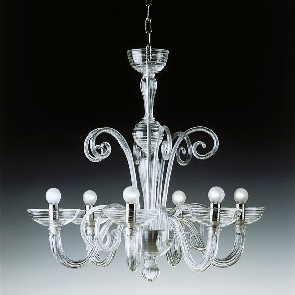 【DeMajo】 イタリア製 デザイン・ヴェネチアンシャンデリア　6灯 （W650×H700mm）