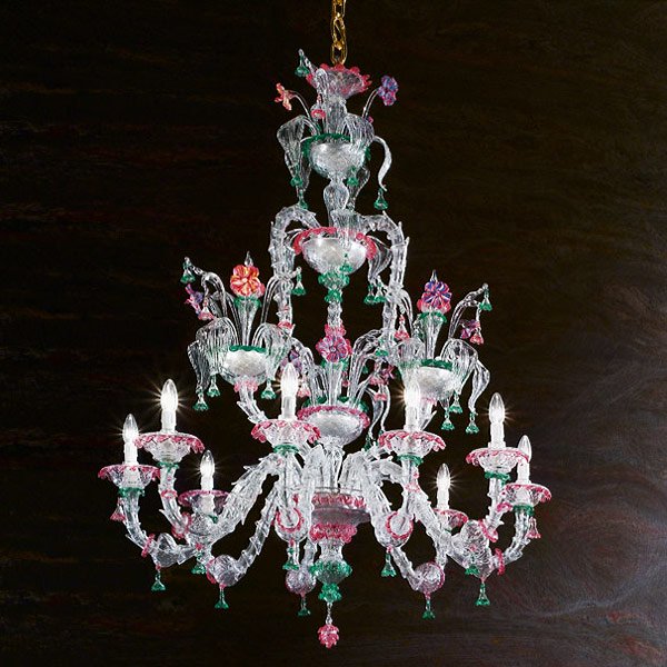 【DeMajo】 イタリア製 デザイン・ヴェネチアンシャンデリア　9灯 （W1000×H1350mm）