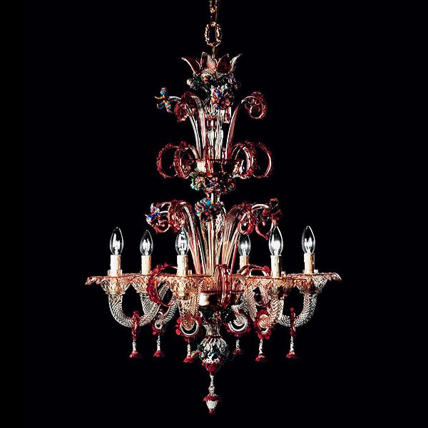 【DeMajo】 イタリア製 デザイン・ヴェネチアンシャンデリア　6灯 （W700×H850mm）