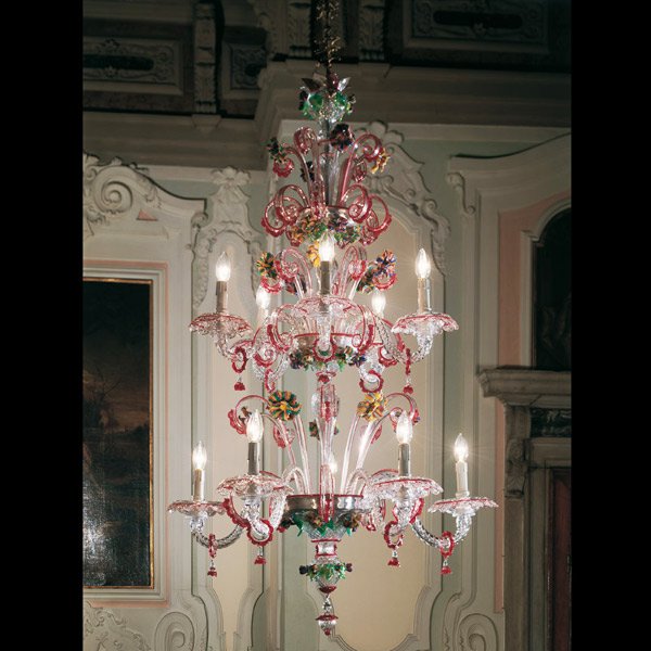 【DeMajo】 イタリア製 デザイン・ヴェネチアンシャンデリア　11灯 （W800×H1200mm）