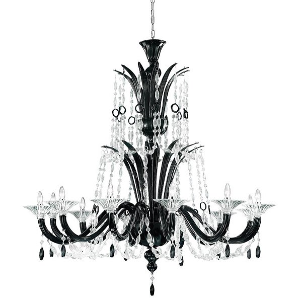 【DeMajo】 イタリア製 デザイン・ヴェネチアンシャンデリア　ブラック　12灯 （W1300×H1350mm）