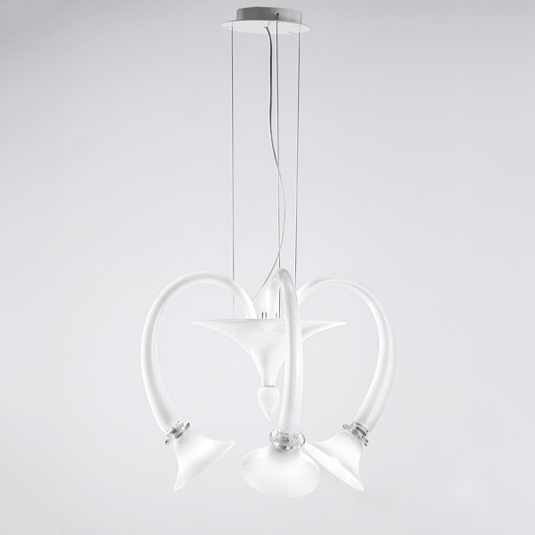 【DeMajo】 イタリア製 デザイン・シャンデリア　ホワイト　3灯 （W420×H350mm）