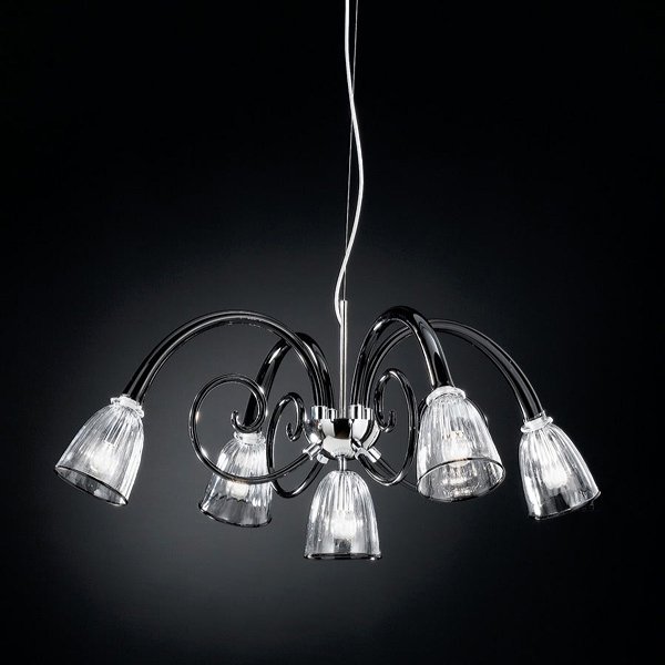 【DeMajo】 イタリア製 デザイン・ヴェネチアンシャンデリア　ブラック　5灯 （W900×H400mm）