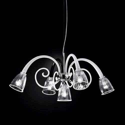 【DeMajo】 イタリア製 デザイン・ヴェネチアンシャンデリア　ブラック＆ホワイト　5灯