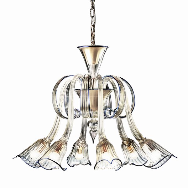 【DeMajo】 イタリア製 デザイン・ヴェネチアンシャンデリア　6灯 （W800×H550mm)