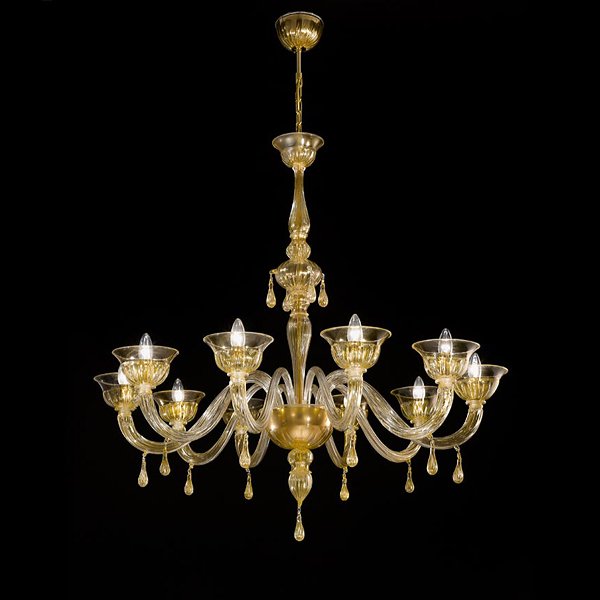 【DeMajo】 イタリア製 デザイン・ヴェネチアンシャンデリア　10灯： （W1100×H1050mm)