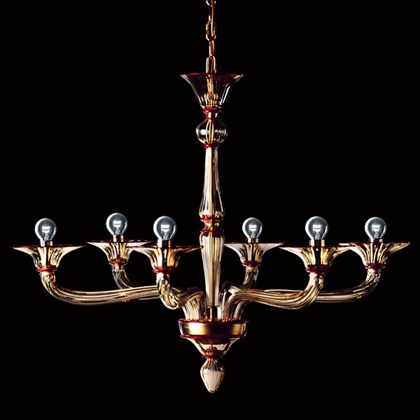 【DeMajo】 イタリア製 デザイン・ヴェネチアンシャンデリア　6灯 （W900×H700mm)