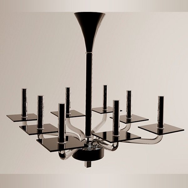 【DeMajo】 イタリア製 デザイン・シャンデリア　ブラック　8灯 （W650×H750mm)