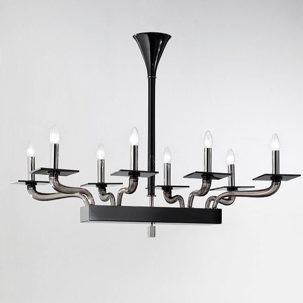 【DeMajo】 イタリア製 デザイン・シャンデリア　ブラック　8灯 （W1000×D600×H850mm)