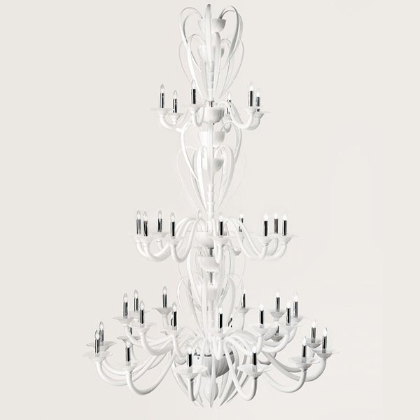 【DeMajo】 イタリア製 デザイン・ヴェネチアンシャンデリア　ホワイト　40灯 （W2000×H3000mm)