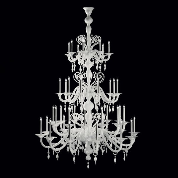 【DeMajo】 イタリア製 デザイン・ヴェネチアンシャンデリア　ホワイト　42灯 （W2000×H3000mm)