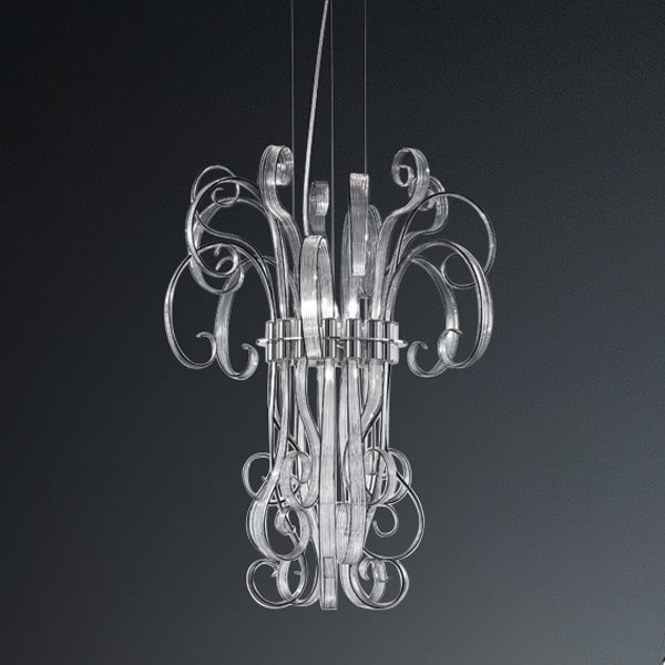 【DeMajo】 イタリア製 デザイン・ヴェネチアンシャンデリア　クリア　4灯 （W550×H850mm)