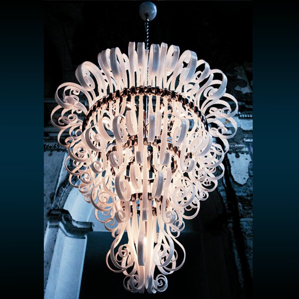 【DeMajo】 イタリア製 デザイン・ヴェネチアンシャンデリア　ホワイト　16灯 （W1200×H1400mm)