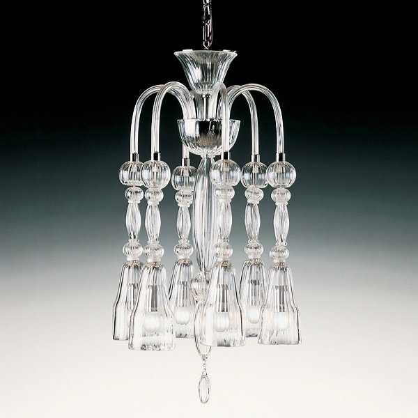 【DeMajo】 イタリア製 デザイン・ヴェネチアンシャンデリア　クリア　6灯 （W500×H750mm)