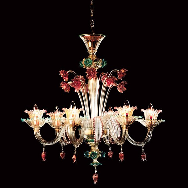 【DeMajo】 イタリア製 デザイン・ヴェネチアンシャンデリア　6灯 （W830×H850mm)