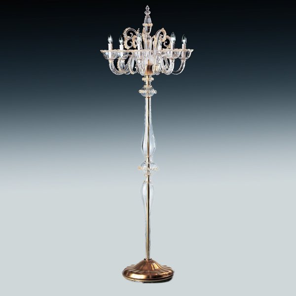 【DeMajo】 イタリア製 デザイン・ガラスシェードフロアライト　6灯　（W700×H1950mm)