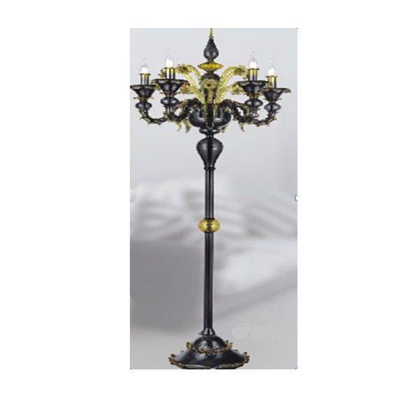 【TSL】＜3台から注文可＞ベネチアンフロアーライト 5灯 ブラック&ライトグリーン(D700×H1985mm)