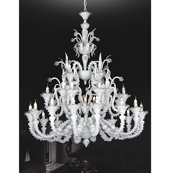 【TSL】＜3台から注文可＞デザインベネチアンシャンデリア 29灯 ホワイト(D1500×H1670mm)