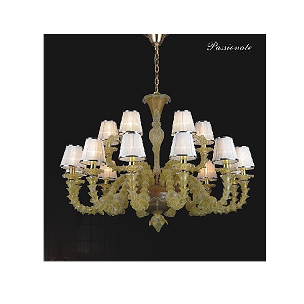 【TSL】＜3台から注文可＞ベネチアンシェードシャンデリア 18灯 ライトイエロー(D1200×H800mm)