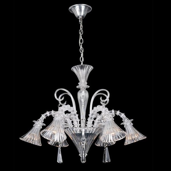 【TSL】＜3台から注文可＞ベネチアンシャンデリア 6灯 クリア(D785×H700mm)＊