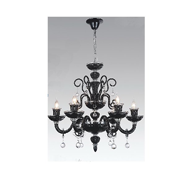 【TSL】＜3台から注文可＞ベネチアンシャンデリア 8灯 ブラック(D880×H745mm)
