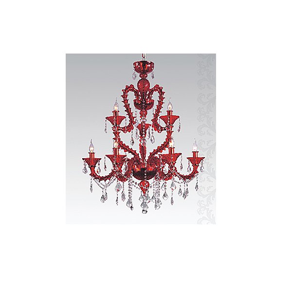 【TSL】＜3台から注文可＞ベネチアンカラーシャンデリア 12灯 レッド(D980×H1190mm)＊