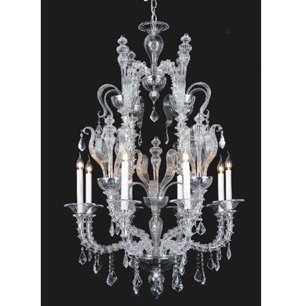 【TSL】＜3台から注文可＞ベネチアンデザインシャンデリア 8灯 クローム&クリア(D850×H1300mm)