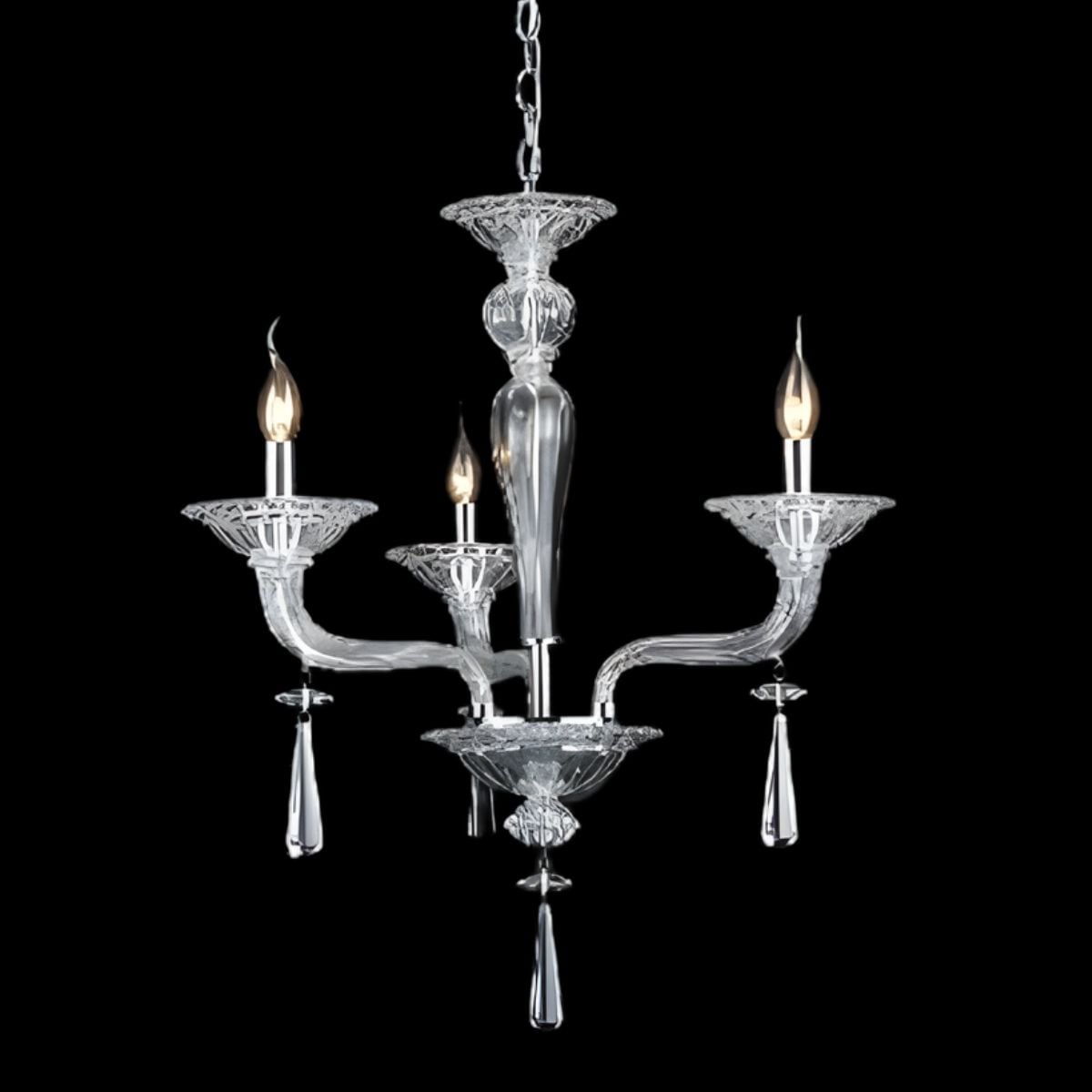 【70％OFF！アウトレット大特価セール】【2台在庫有！】【TSL】ベネチアンシャンデリア 3灯 クリア(D600×H680mm)