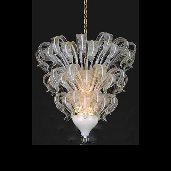 【TSL】＜3台から注文可＞ベネチアンシャンデリア 3灯 ゴールド＆クリア＆ホワイト(W1000×H1000mm)*