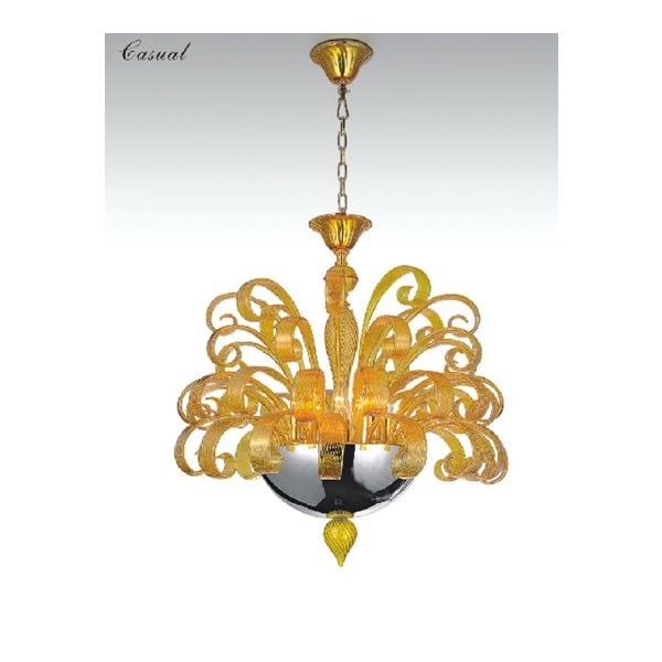 【TSL】＜3台から注文可＞デザインベネチアンシャンデリア 12灯 アンバー&グリーン(D750×H860mm)*