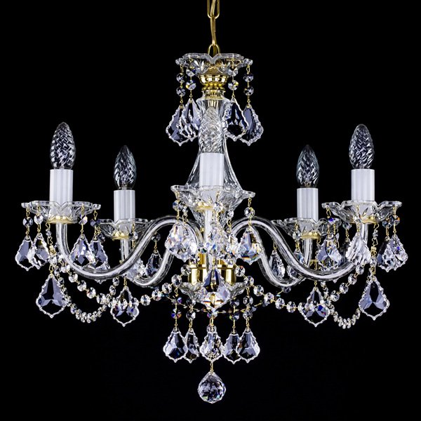 【ART GLASS】クリスタルシャンデリア「TIFFANI」5灯(W540×H490mm)