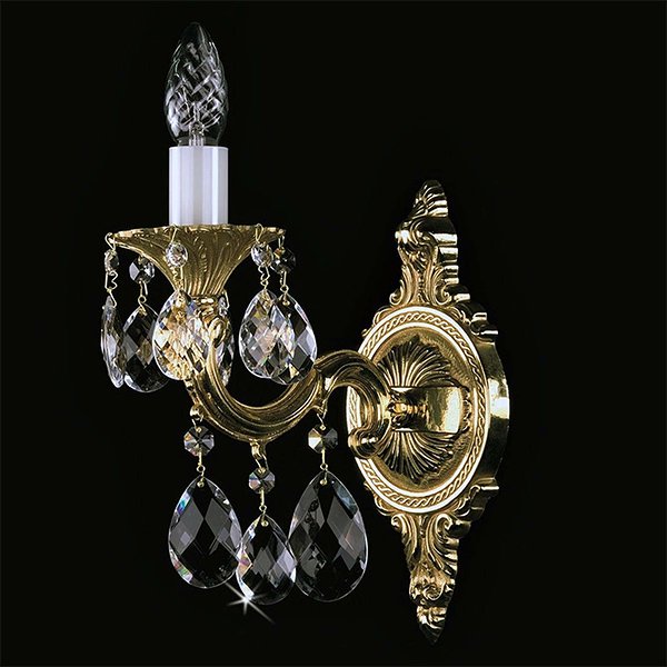 【ART GLASS】真鍮製クリスタルブラケット「SARKA」1灯(W100×H360mm)