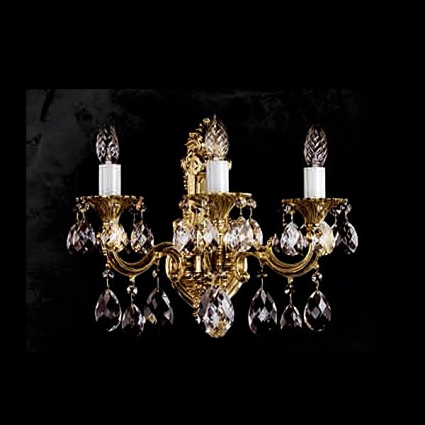 【ART GLASS】真鍮製クリスタルブラケット「SARKA」3灯(W430×D280×H360mm)