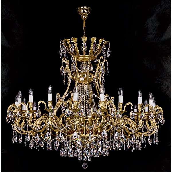 【ART GLASS】真鍮製大型クリスタルシャンデリア「LYRA」21灯(W1420×H1100mm)