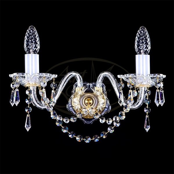 【ART GLASS】クリスタルブラケット 2灯「KIM」(W340×H250mm)*