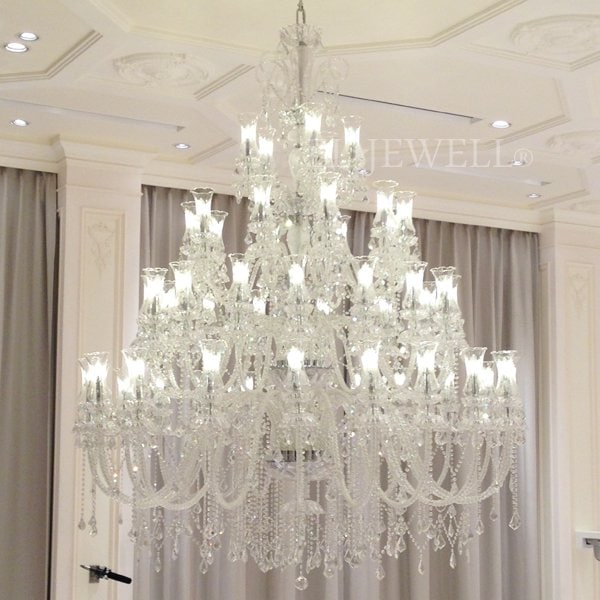 クリスタルガラスシェードシャンデリア 50灯 クローム(W2000×H2500mm)