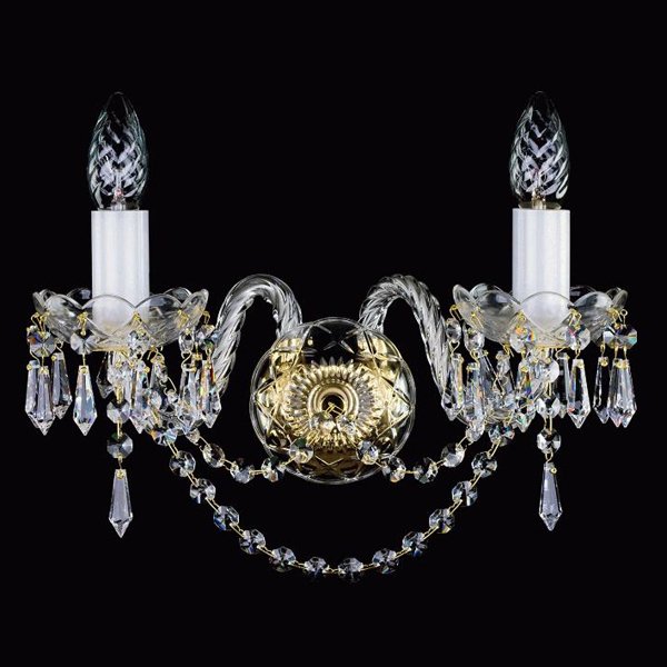 【ART GLASS】クリスタルブラケット 2灯「MIRKA」(W340×H250mm)